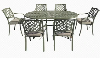 Woodlodge Painswick 6 Seat Dining Set Green